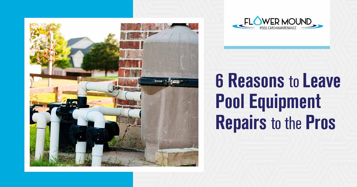 Image of Pool pump equipment next to brick home. Do you own a pool and dread the hassle of taking care of it? Dealing with pool equipment repairs can be time consuming, expensive, and complex. You don't want to risk making a mistake that can turn into an even bigger problem down the road. Even if you think you can handle the repairs yourself, attempting to repair pool equipment without professional help can cause more damage than good. Let our expert technicians handle all your pool care and maintenance needs. At Flower Mound Pool Care and Maintenance, our professionals understand exactly what it takes to keep your pool running safely and efficiently. Rely on us for professional advice, quality service, knowledgeable technicians and the best prices around!