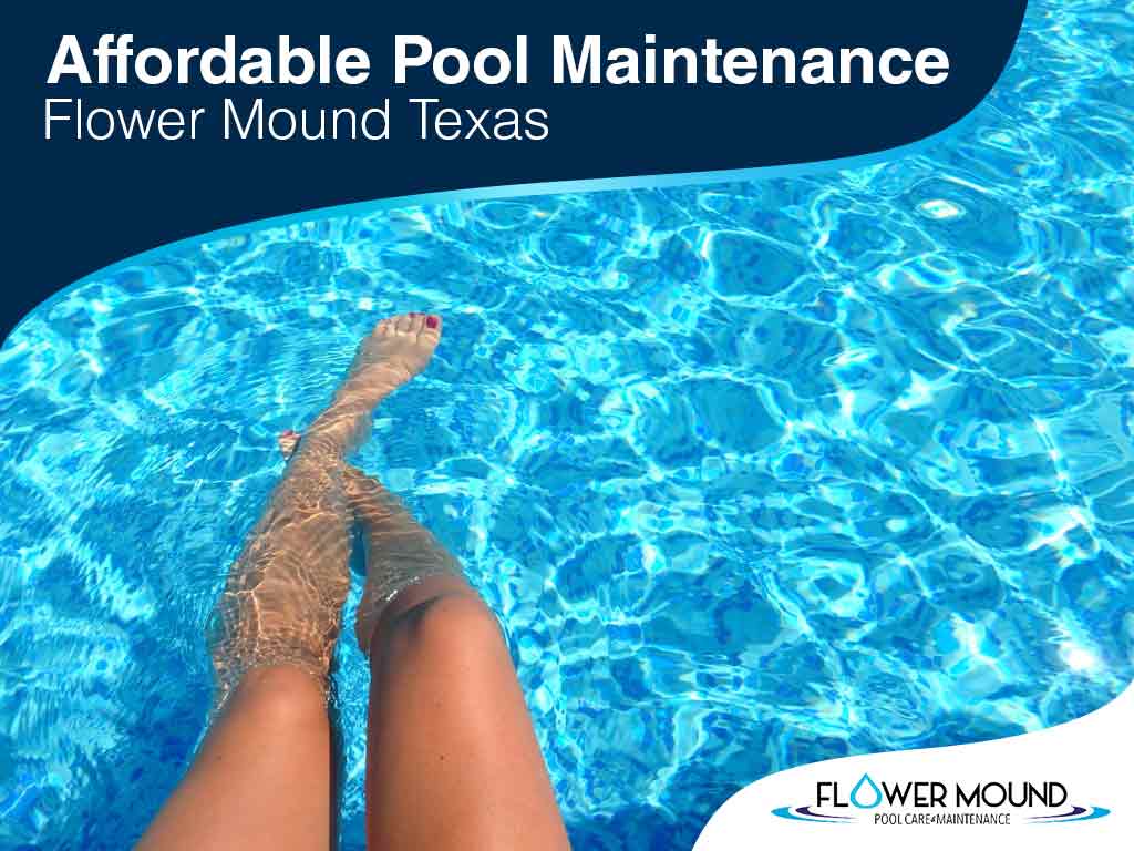 A woman's legs in her crystal clear swimming pool after affordable pool maintenance.