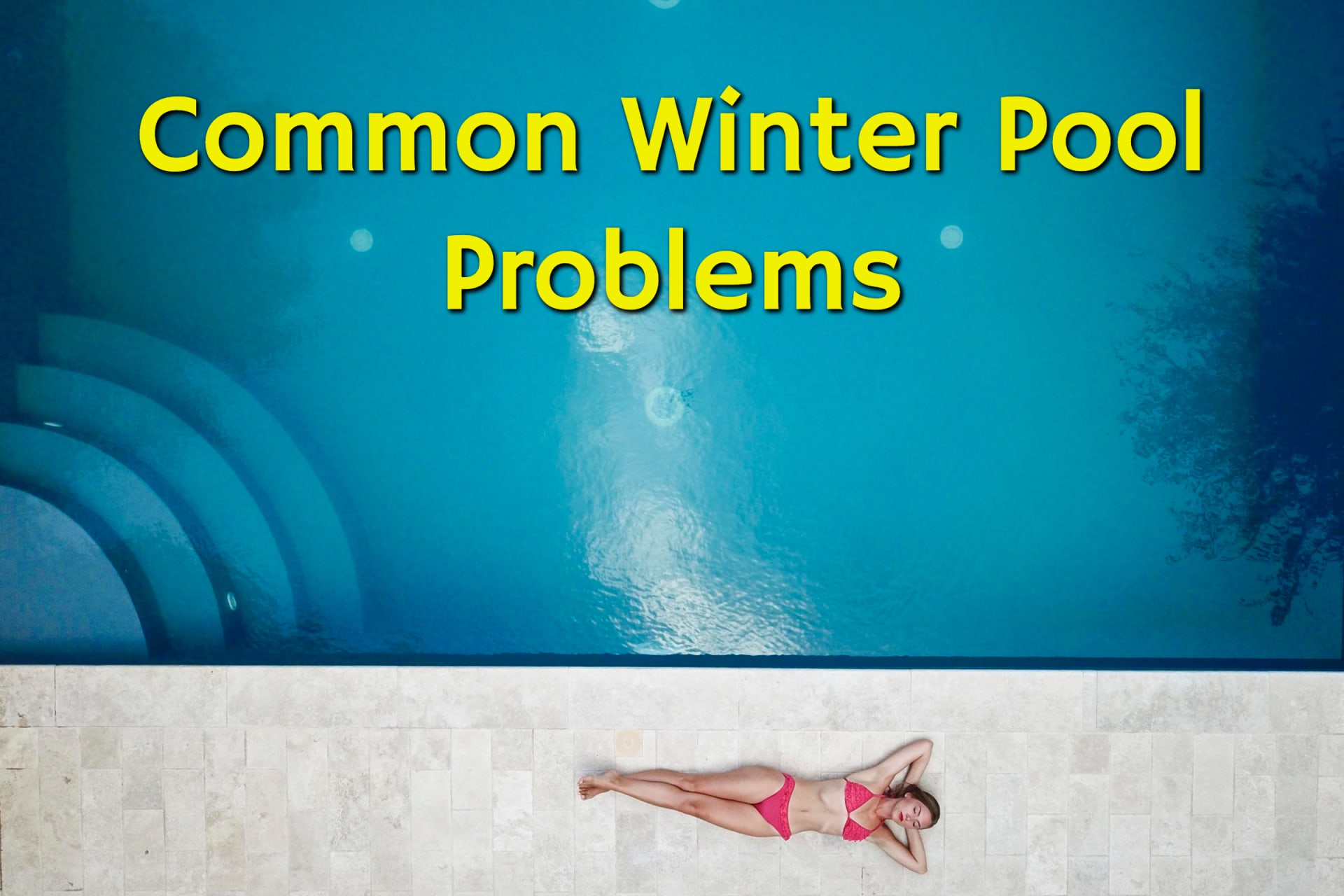 Woman contemplating poolside if she needs pool repair service before she can swim