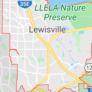 Lewisville Texas Google map screen shot