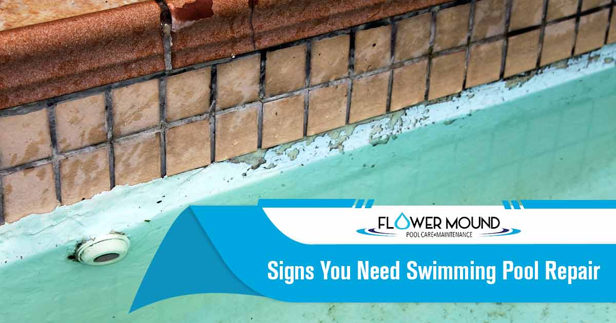 Image of swimming pool with red brown tiles along the edge that looks like the pool is having problems. Do you know when it's time to get pool repair? Signs of a damaged pool can be difficult to spot, and if left untreated, it can lead to bigger issues. It's not wise to procrastinate on repairing your pool. Small cracks and leaks can worsen over time, causing more costly repairs that could have been avoided. In addition to the headache of expensive repairs, an unclean pool can put you and your family at risk for illnesses or skin allergies. Let the experts at Flower Mound Pool Care and Maintenance help you with all your swimming pool repair needs. Our experienced technicians will quickly identify any problems, provide accurate estimates, and make sure your pool is maintained in its best condition. Contact us now to ensure a safe and healthy swimming experience for you and your family!