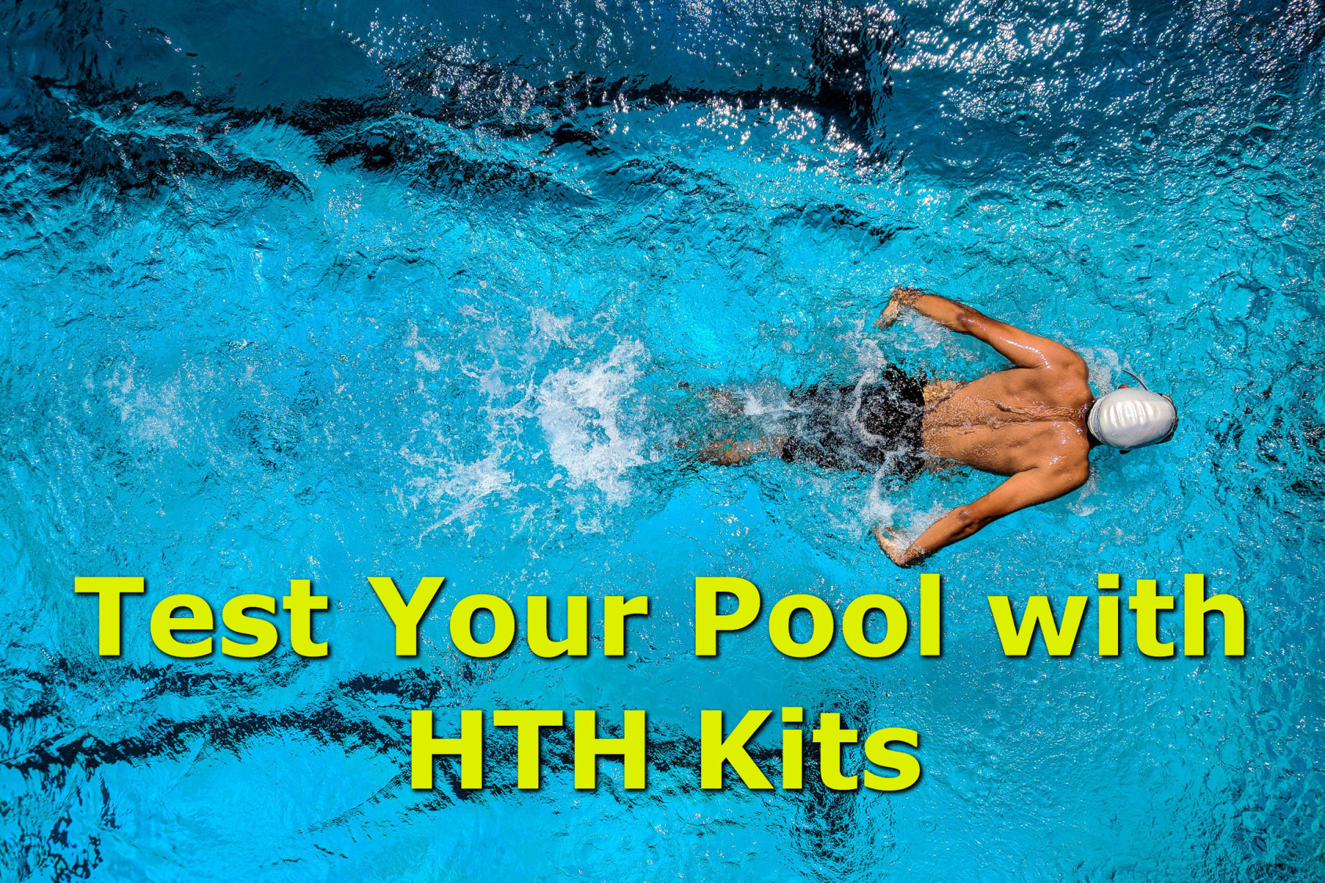 Man swimming in pool tested with HTH kit
