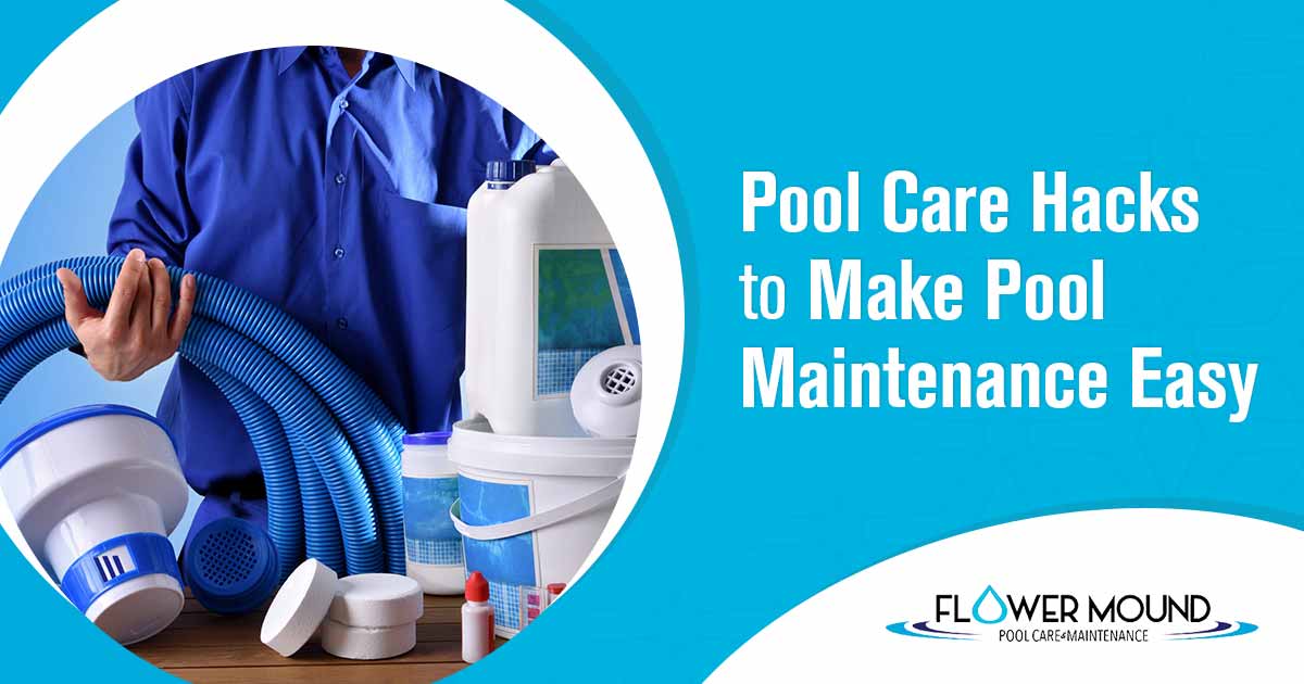 Image of Swimming pool maintenance worker with blue background. Pool maintenance is a difficult and daunting task that can easily become overwhelming. With so many different components to upkeep, it is hard to keep up with all the necessary tasks and know when to do each one. It's easy to make mistakes when it comes to pool care, and without proper maintenance, your pool can quickly become a breeding ground for bacteria, algae, and even pests. This can not only turn your pool into an unpleasant environment, but it can also damage your pool equipment and result in costly repairs. Make pool care effortless with Flower Mound Pool Care and Maintenance! Our experts provide comprehensive advice on how to properly maintain your pool with specialized hacks that will save you time and money. Get rid of the hassle of maintaining your pool today - let us help you keep it in top shape.